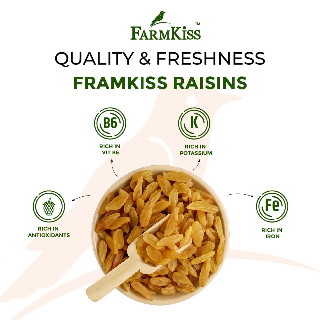 A bowl of FarmKiss Green Raisins